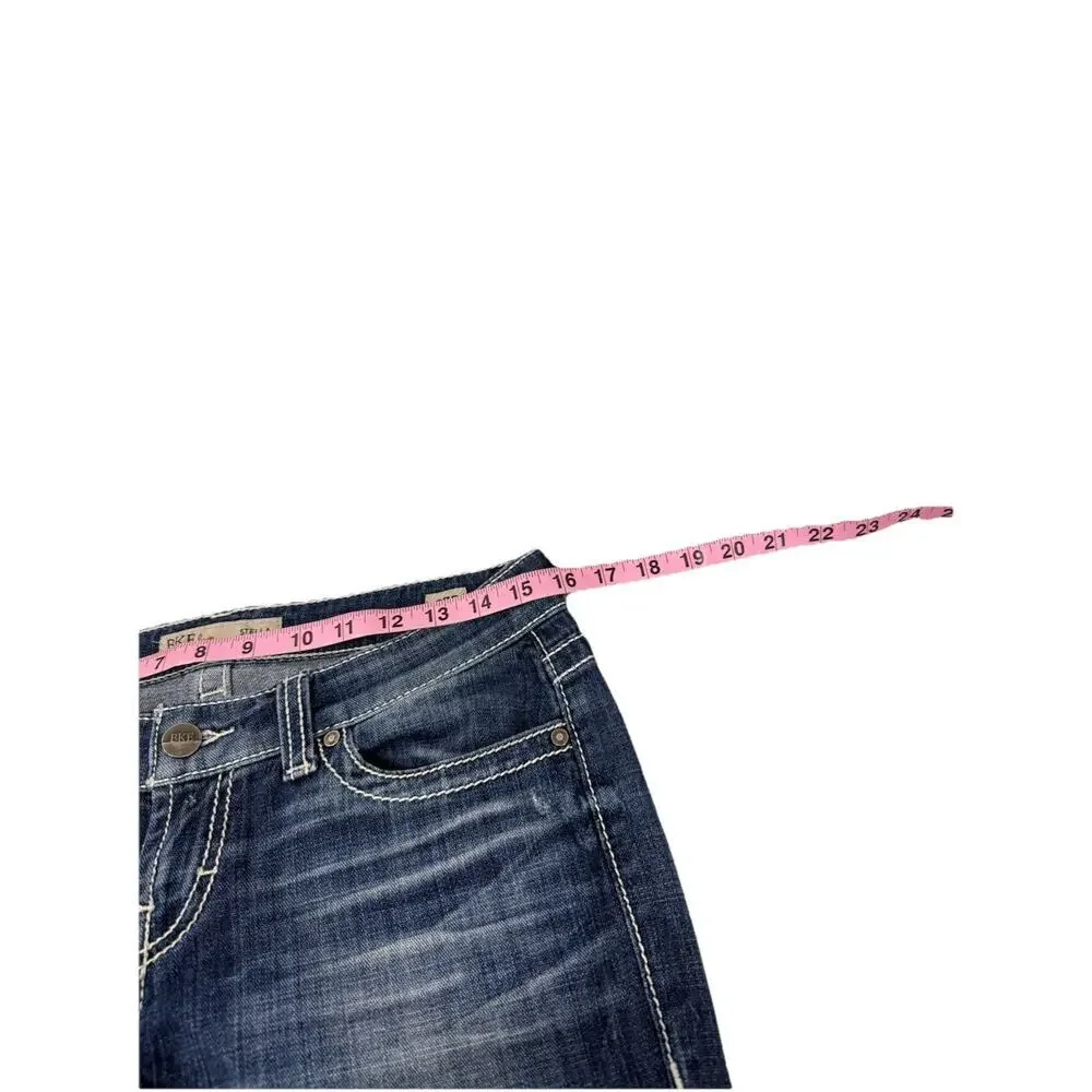 BKE Stella Straight Leg Jeans‎ Thick Stitch Dark Wash Buckle Jeans Women’s 27X34
